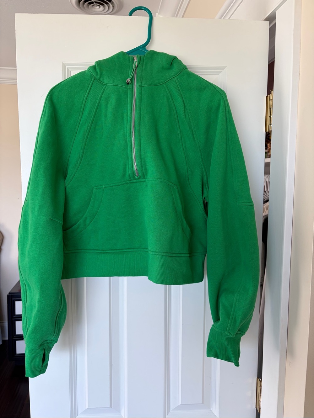 lululemon athletica Green Cropped Half-Zip Hoodie